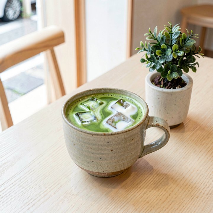 Matcha latte food hero shot designed from scratch