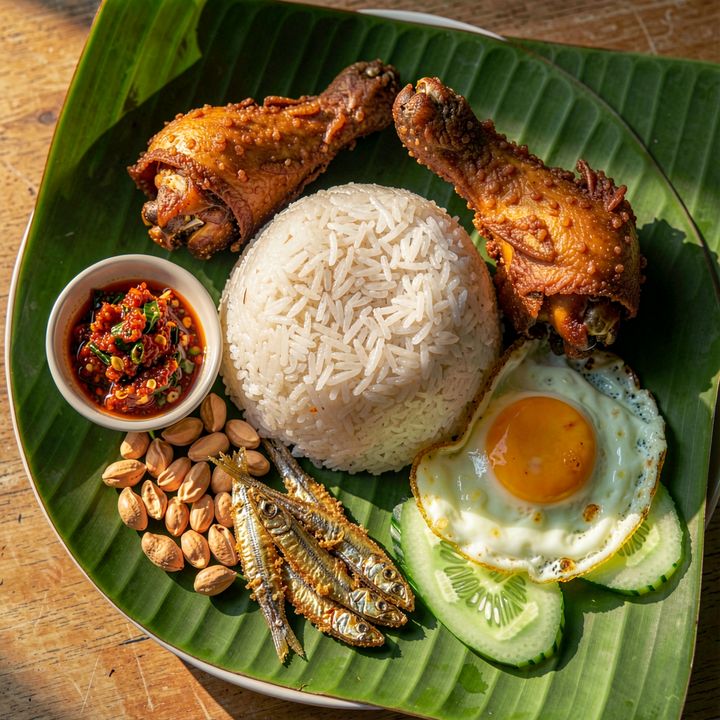 Nasi lemak local food hero shot designed from scratch