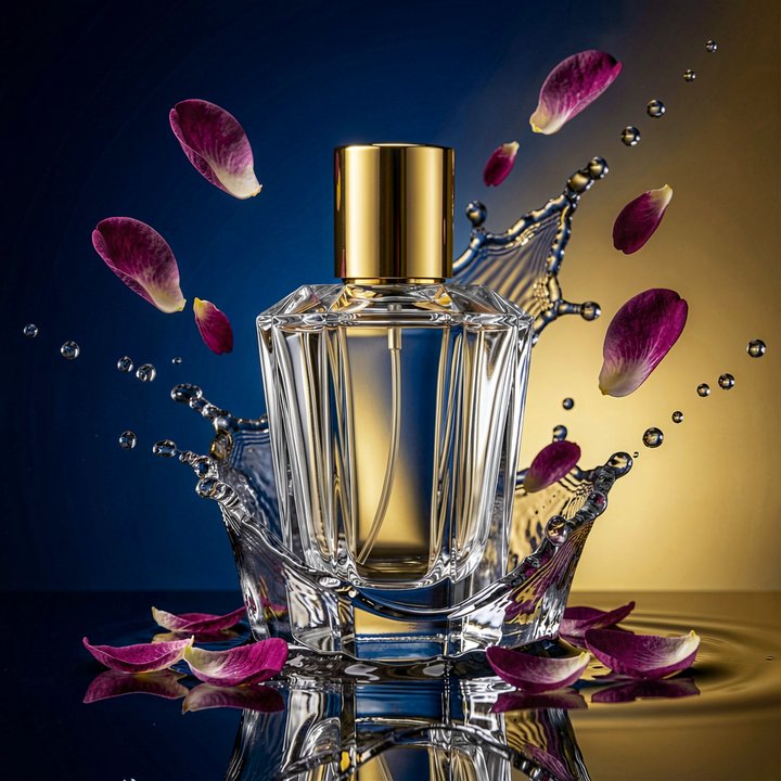 Perfume bottle product hero shot designed from scratch