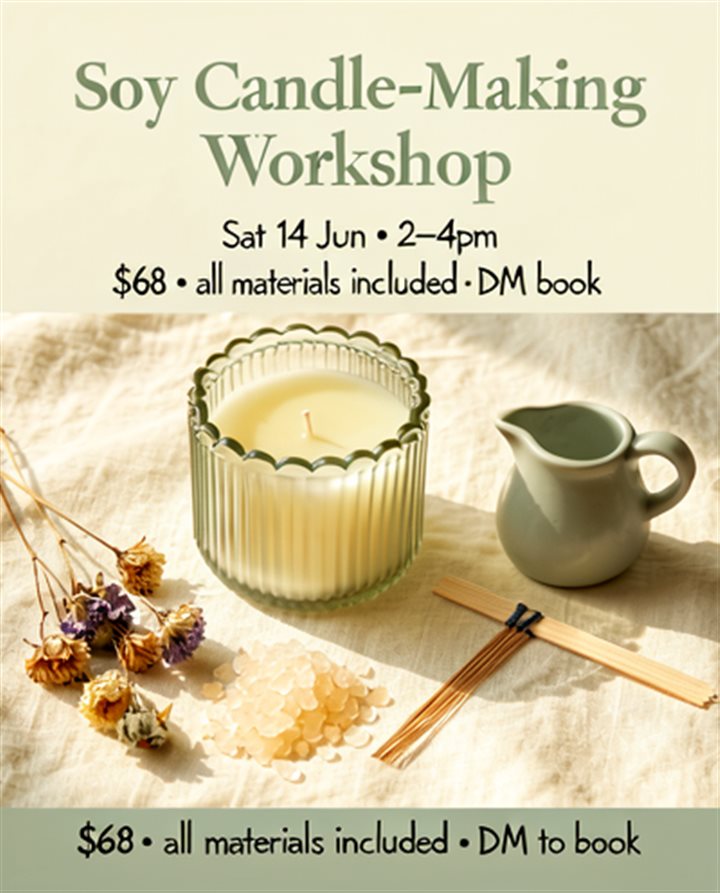 Soy candle making workshop invitation poster designed from scratch